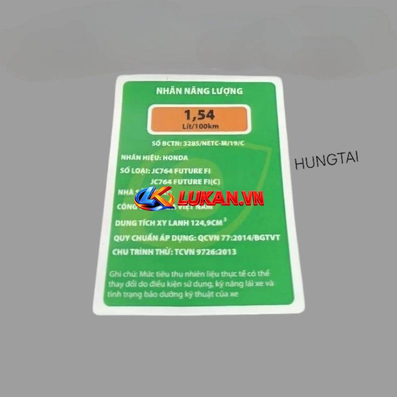 Tem xanh, nhãn năng lượng FUTURE MẬP, LED 125. thông số zin Honda