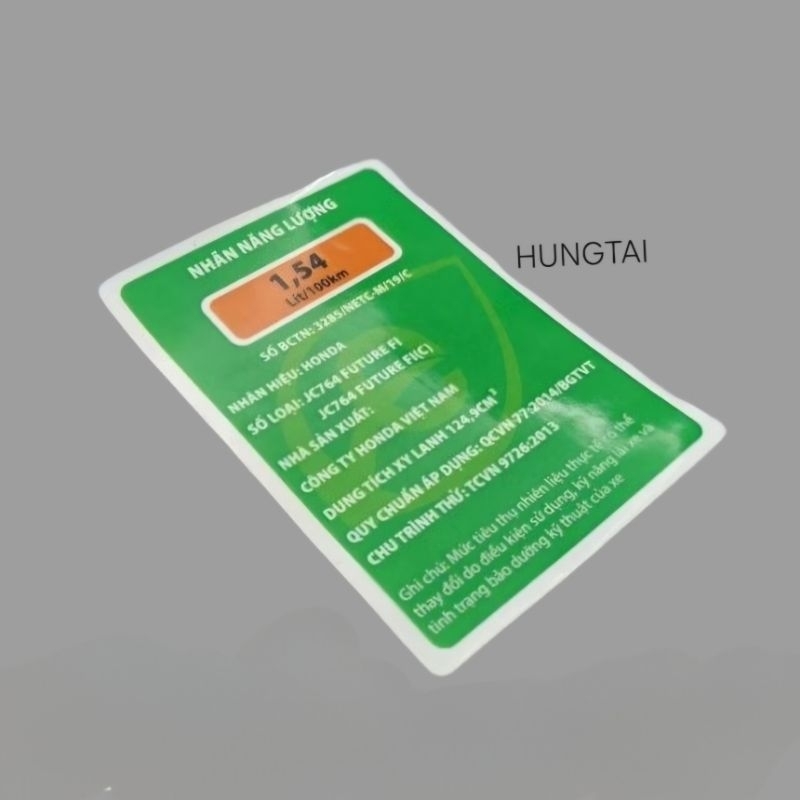 Tem xanh, nhãn năng lượng FUTURE MẬP, LED 125. thông số zin Honda - Ảnh 2
