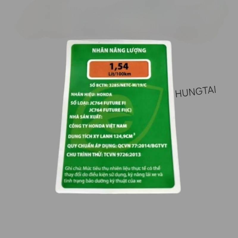 Tem xanh, nhãn năng lượng FUTURE MẬP, LED 125. thông số zin Honda - Ảnh 3