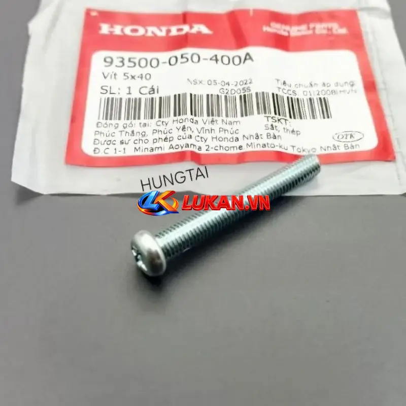 Ốc, vít bắt cùm công tắc xe DREAM zin Honda 5x40 93500-050-400A