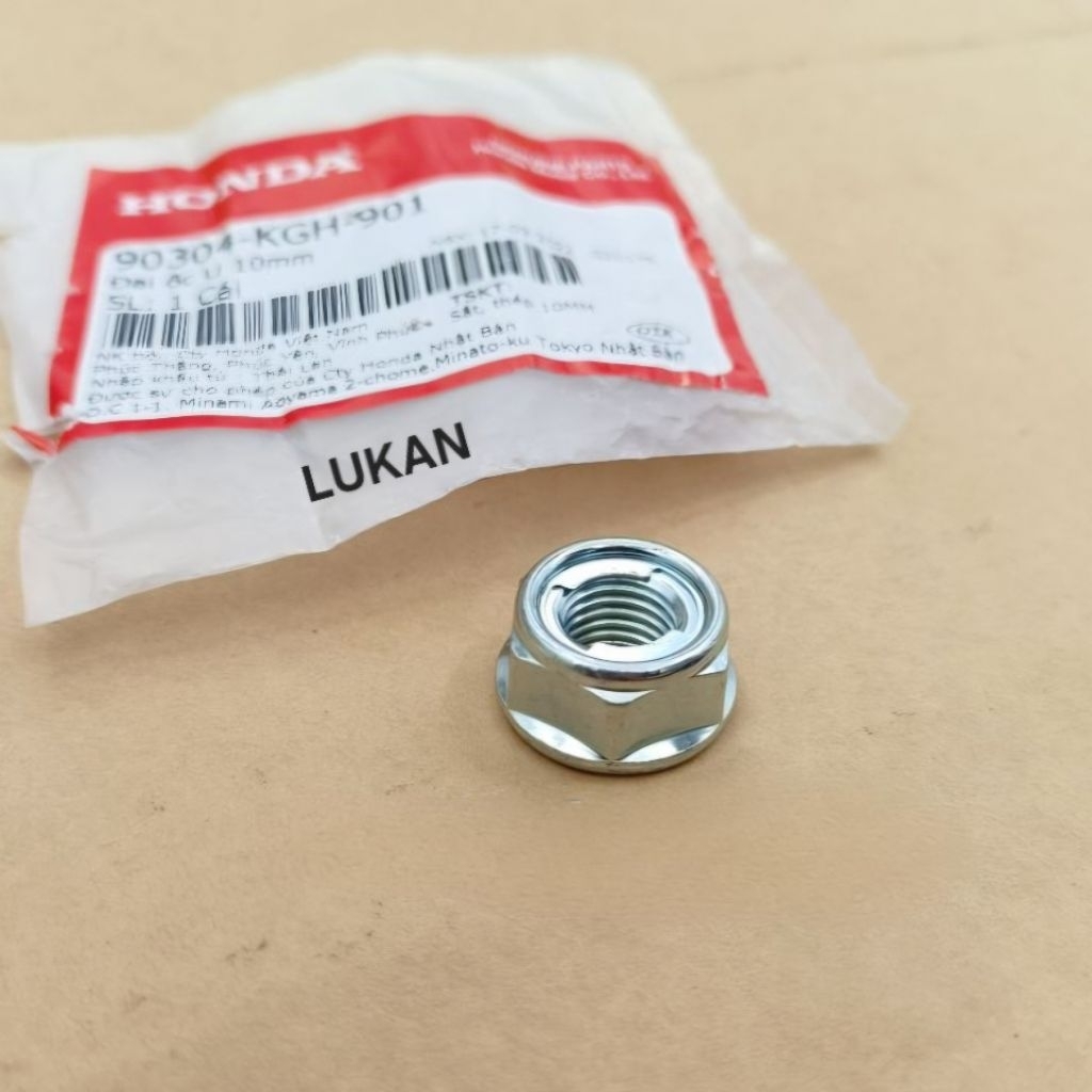Đai ốc 10mm tán sọ khỉ, cổ chảng ba DREAM, WAVE, FUTURE... zin Honda 30304-KGH-901 - Ảnh 2