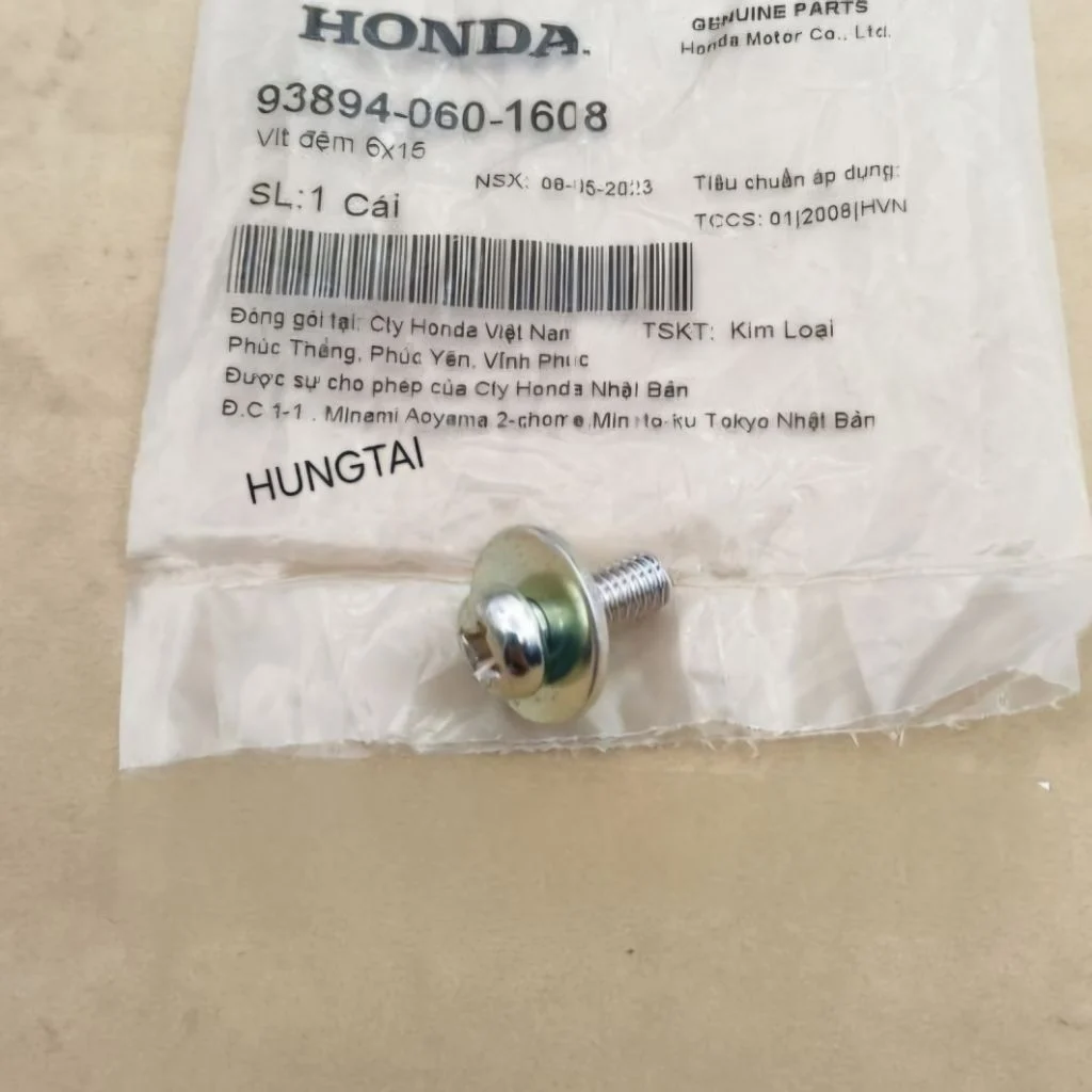 Ốc bắt nhựa hộp bình điện ắc quy xe WAVE, FUTURE... zin vít 6x15 93894-060-1608 - Ảnh 2