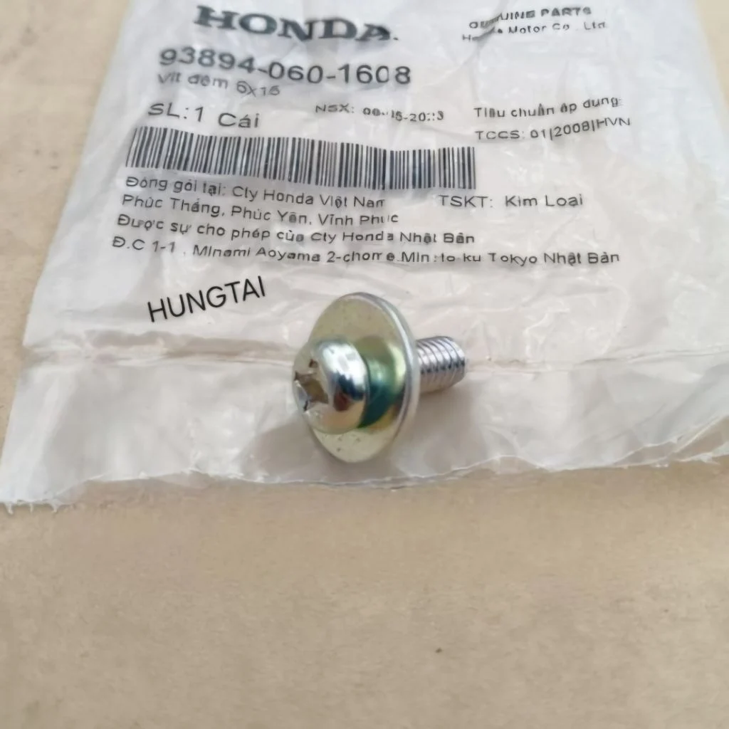 Ốc bắt nhựa hộp bình điện ắc quy xe WAVE, FUTURE... zin vít 6x15 93894-060-1608 - Ảnh 3