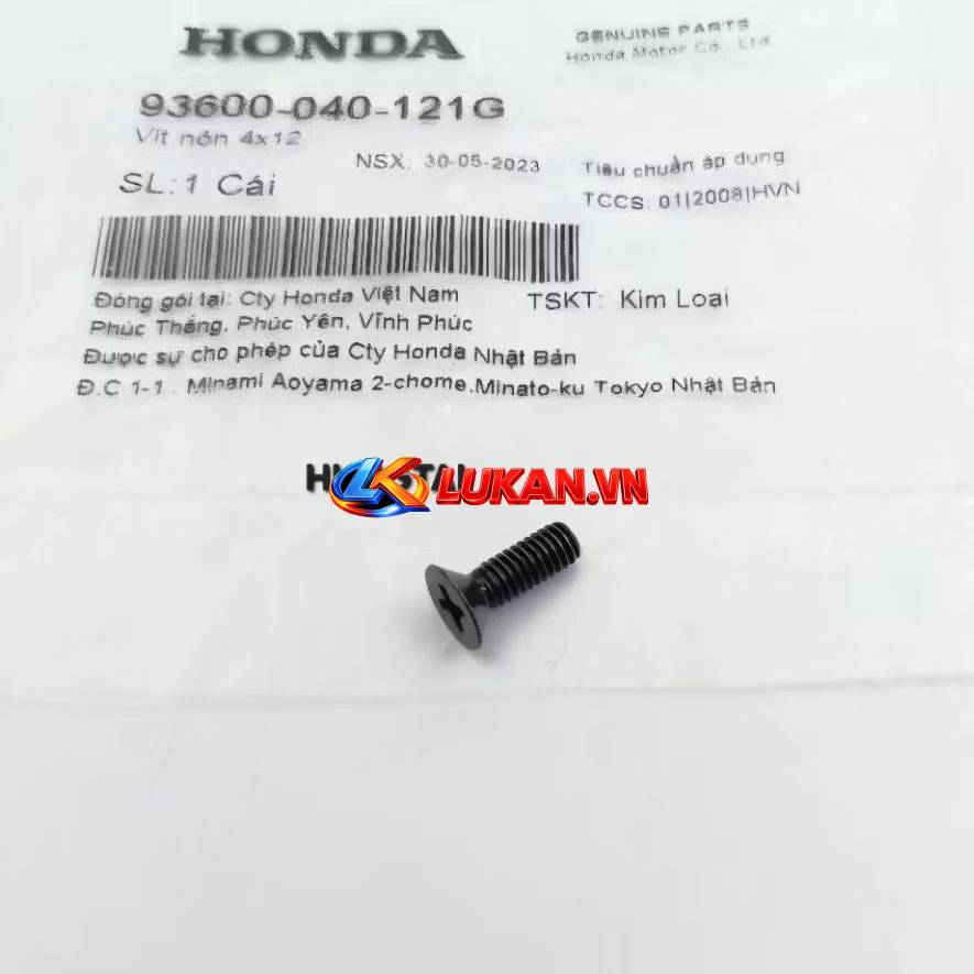 Ốc, vít nắp bình dầu phanh, thắng WAVE, FUTURE.... zin 4x12 93600-040-121G