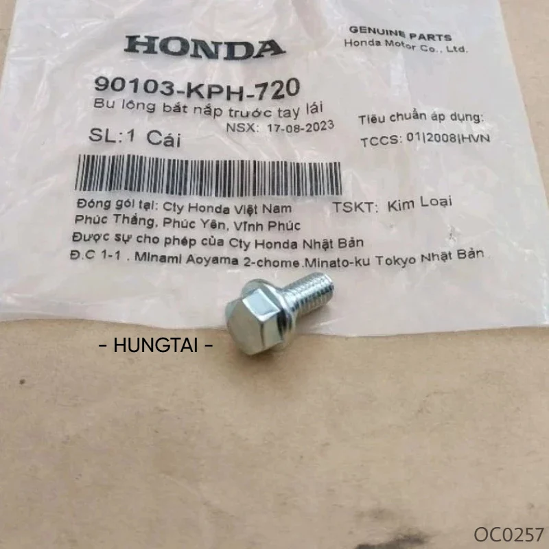 Ốc, bu lông nhựa ốp đầu đèn trước WAVE A, RS, S100, FUTURE 125.... zin 90103-KPH-720