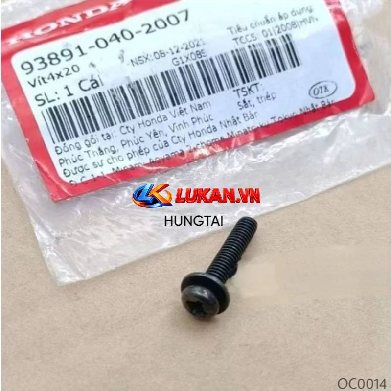 Ốc, vít nhựa võ đầu bợ cổ, bửng yếm WAVE ALPHA, ZX, RS, S100, FUTURE.... zin 4x20 93891-040-2007