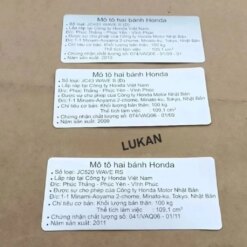 Tem thông số năm sản xuất xe WAVE S110, RS... dán nhựa bợ cổ