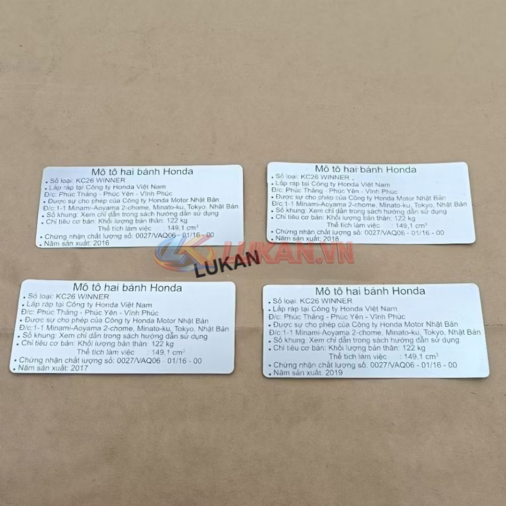 Tem thông số gắp, năm sản xuất WINNER V1 150 dán càng gấp - Ảnh 4