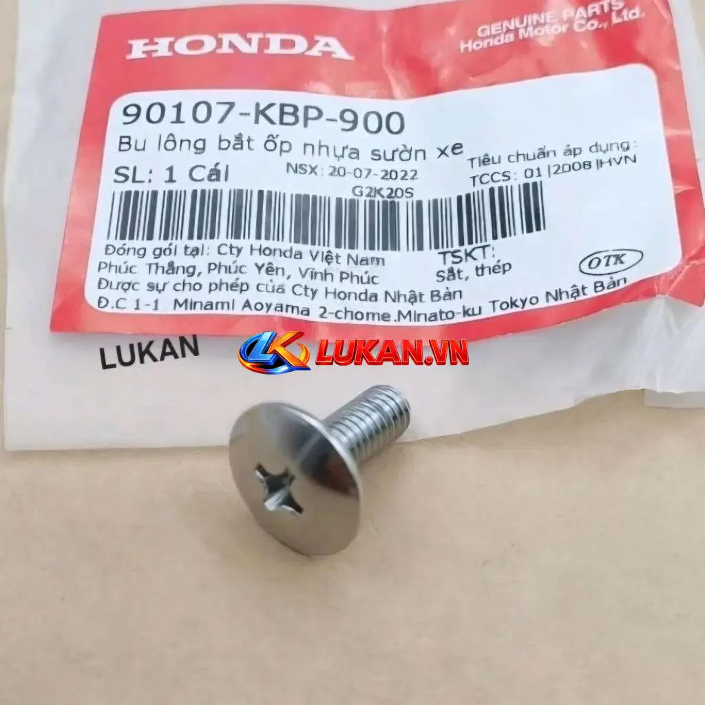 Ốc vít, bu lông bắt ốp nhựa bửng yếm WAVE A, RS, S100... zin Honda 90107-KBP-900