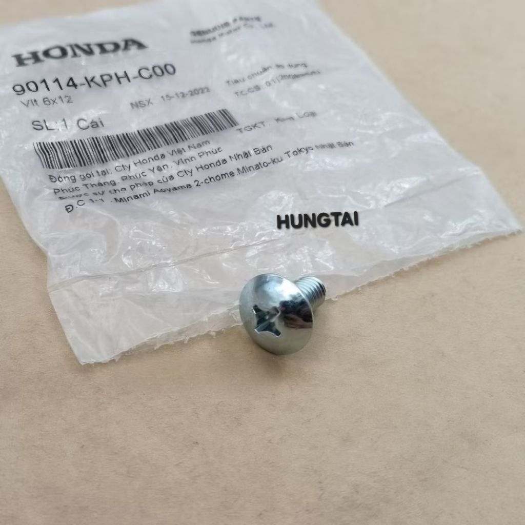 Ốc, vít 6x12 bắt nhựa mặt nạ WAVE A, RS, S100... zin Honda 90114-KPH-C00 - Ảnh 3