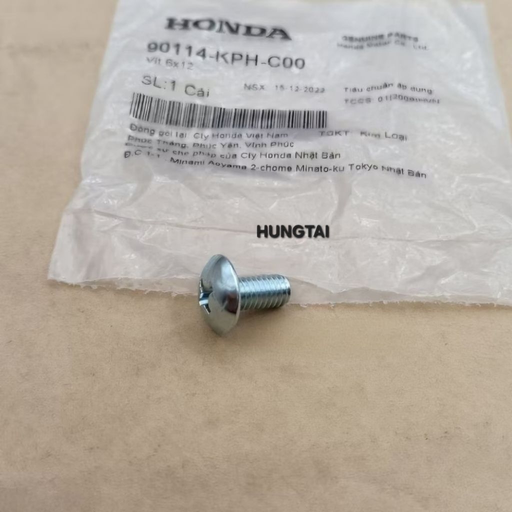 Ốc, vít 6x12 bắt nhựa mặt nạ WAVE A, RS, S100... zin Honda 90114-KPH-C00 - Ảnh 2