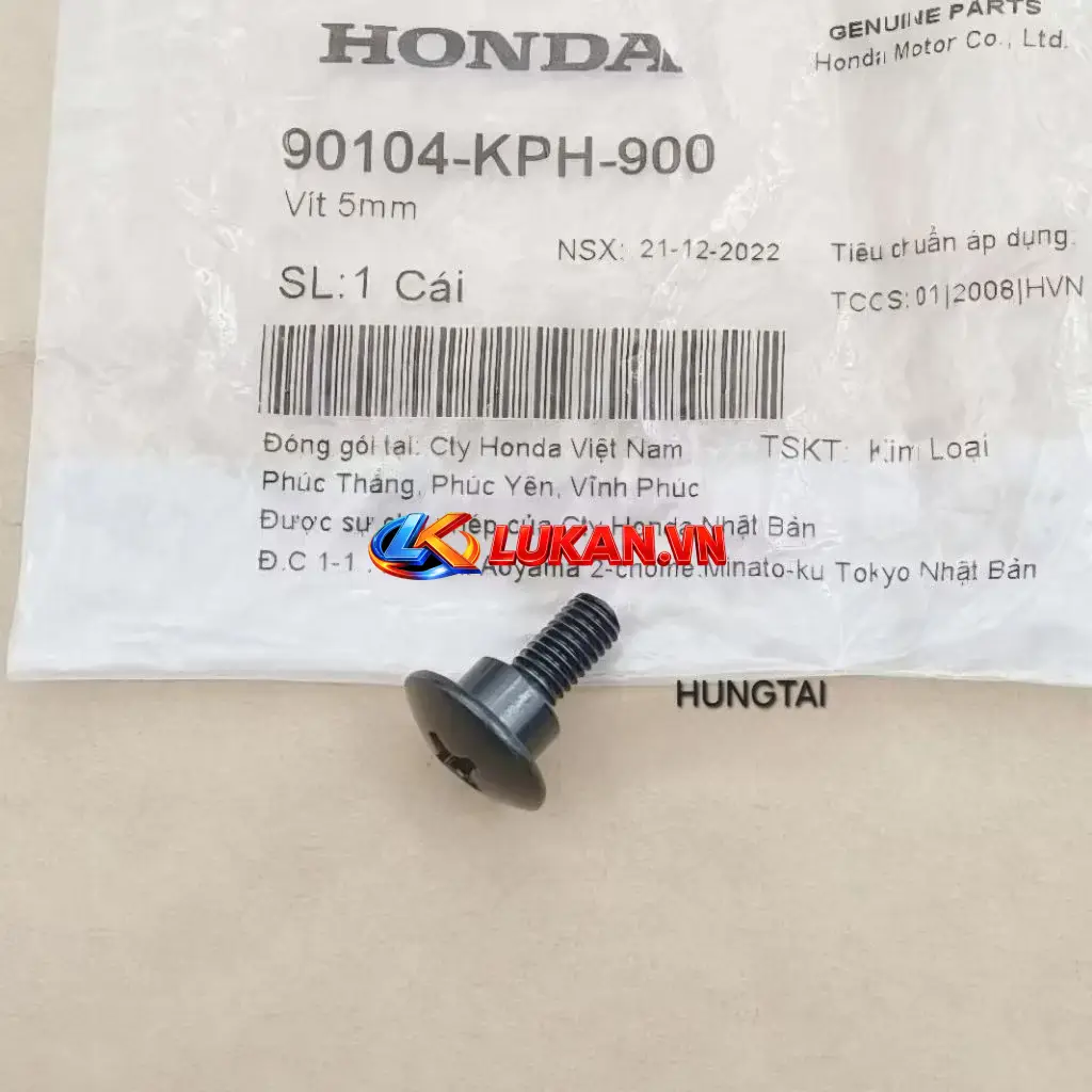 Ốc, vít 5mm bắt nhựa yếm khóa WAVE A, RS, S100, FUTURE.... zin 90104-KPH-900