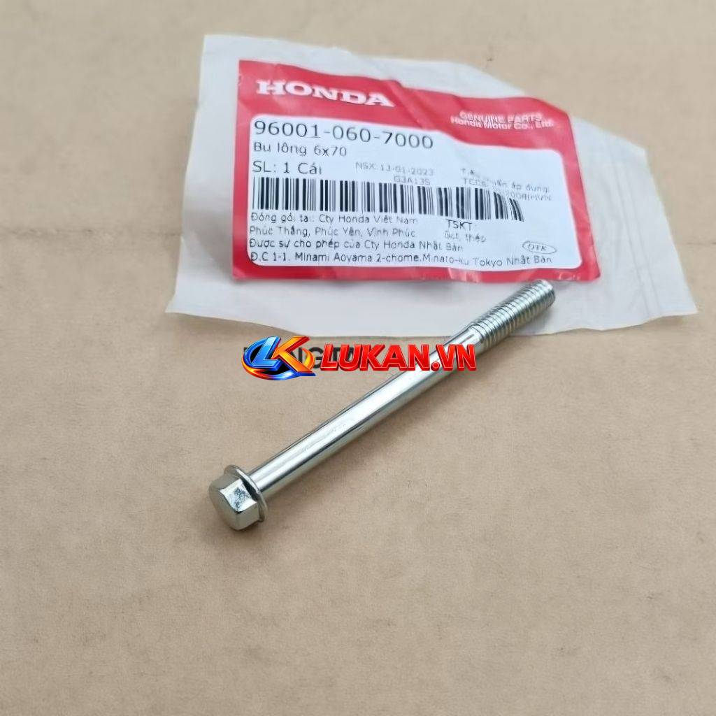 Ốc, bu lông 6x70 lốc máy lửa điện DREAM, WAVE, FUTURE... zin Honda 96001-060-7000