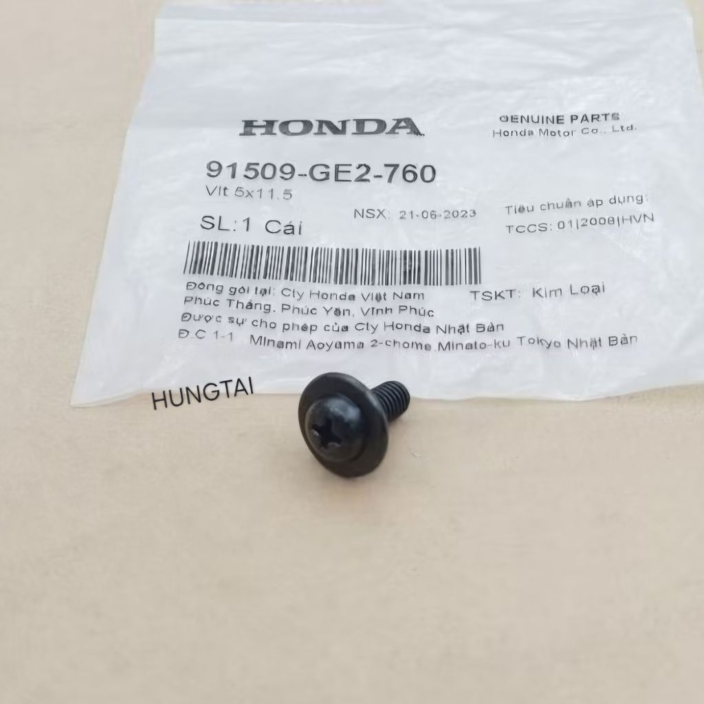 Ốc, vít 5x11 yếm, ốp sườn, dàn áo WAVE Thái, ALPHA, RS, S100.... zin 91509-GE2-760 - Ảnh 2
