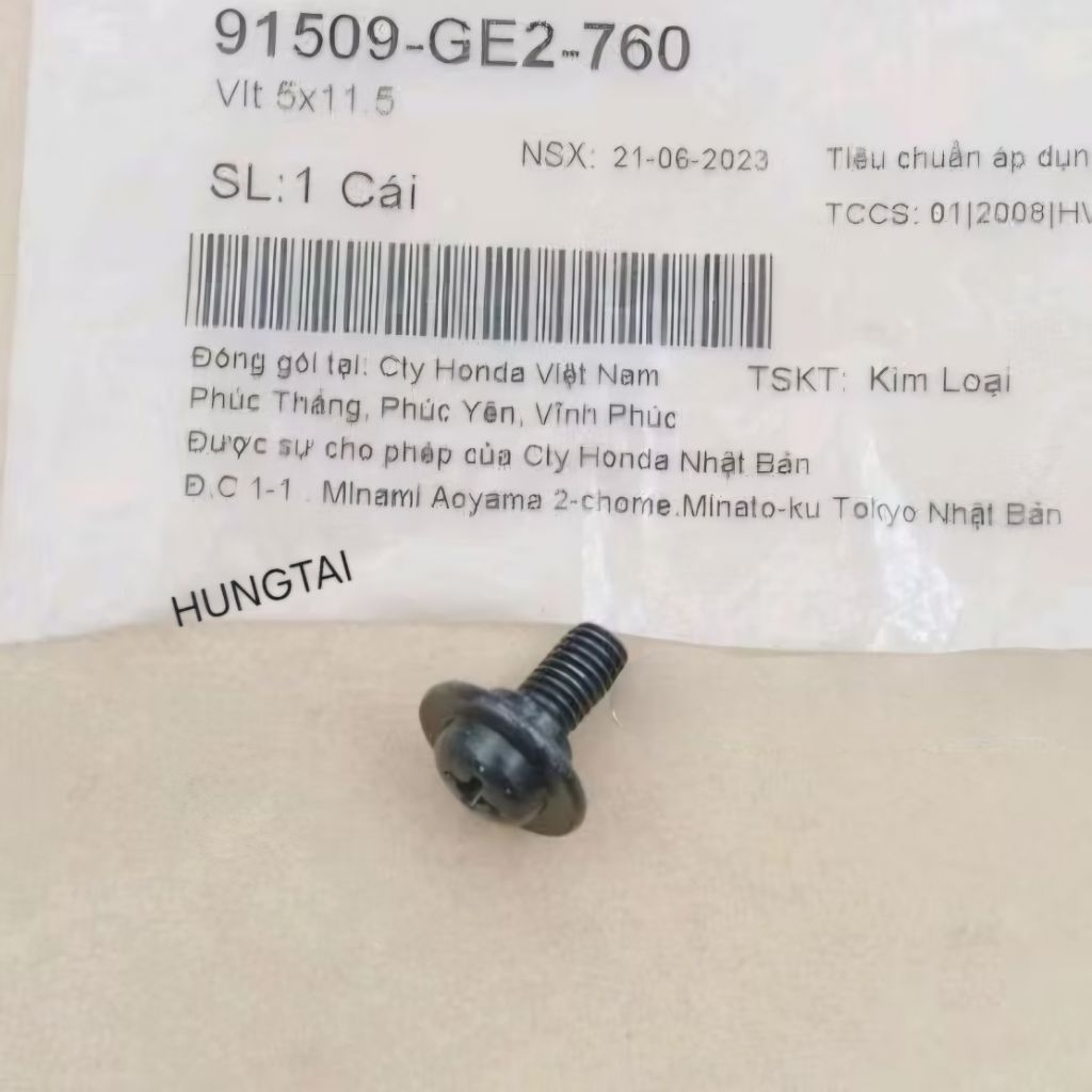 Ốc, vít 5x11 yếm, ốp sườn, dàn áo WAVE Thái, ALPHA, RS, S100.... zin 91509-GE2-760