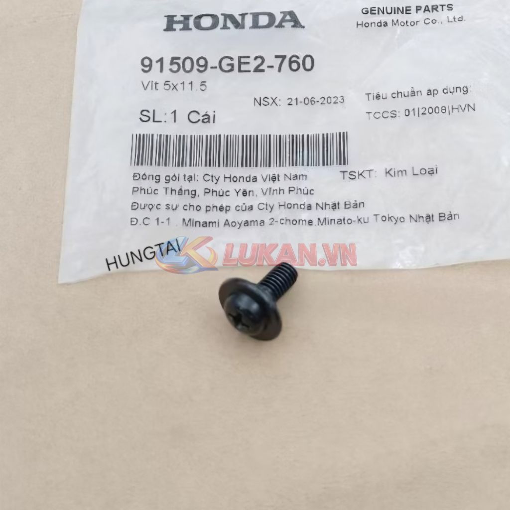 Ốc, vít 5x11 yếm, ốp sườn, dàn áo WAVE Thái, ALPHA, RS, S100.... zin 91509-GE2-760 - Ảnh 4