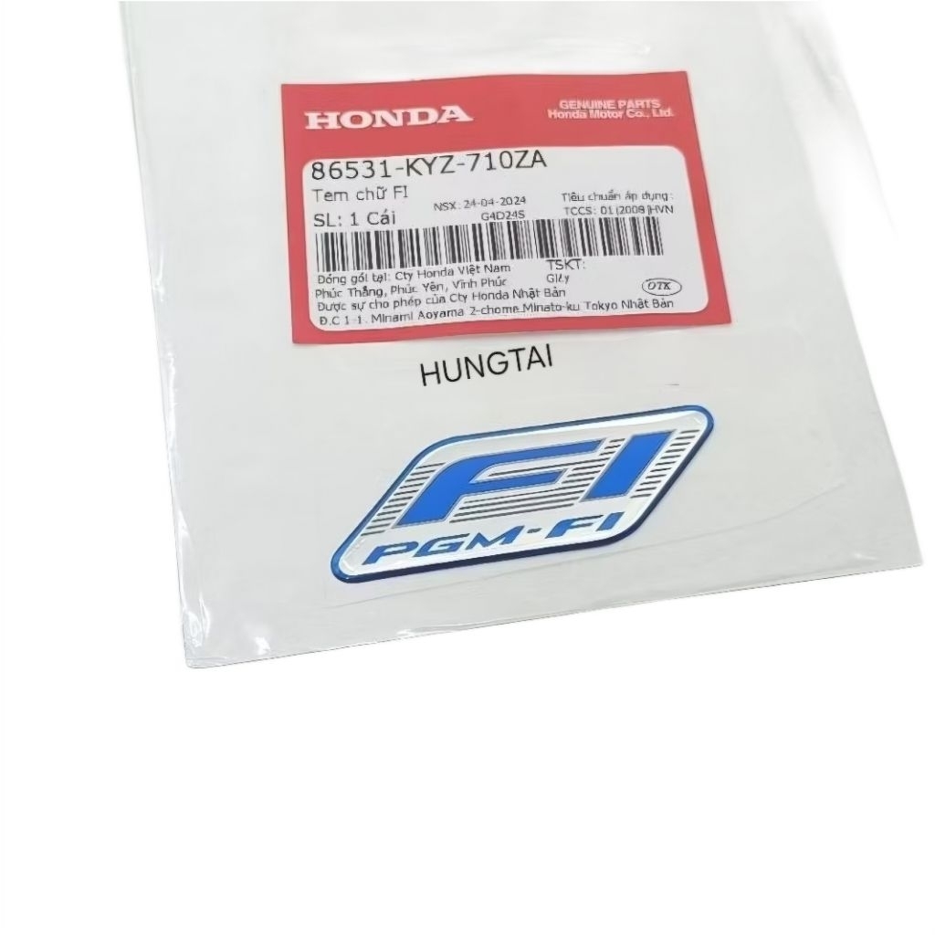 Tem xanh logo Fi nhựa đầu xe WAVE, FUTURE 125.... zin 86531-KYZ-710ZA - Ảnh 2