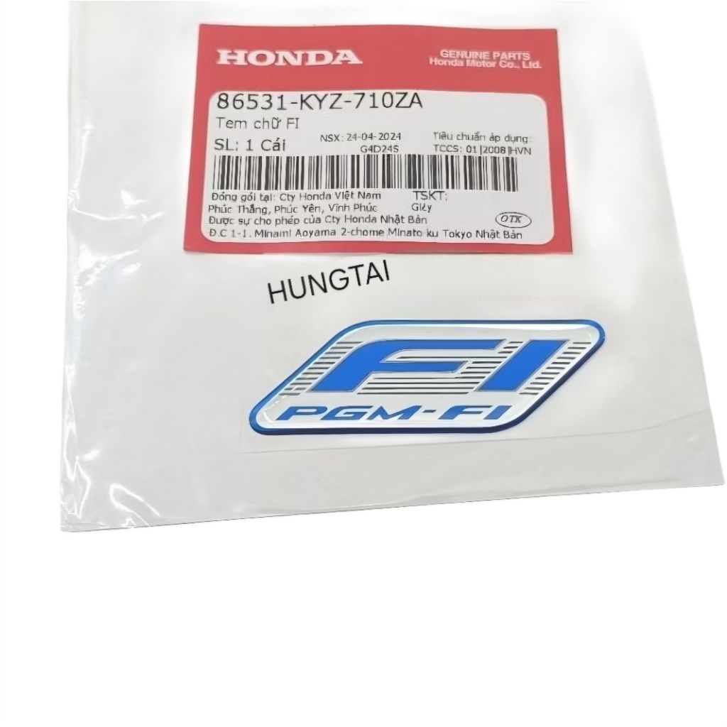 Tem xanh logo Fi nhựa đầu xe WAVE, FUTURE 125.... zin 86531-KYZ-710ZA - Ảnh 3