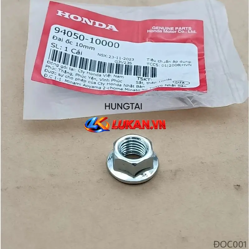 Ốc, tán đầu cốt dên, vô lăng, cốt gắp DREAM, WAVE, FUTURE.... 10mm zin 94050-10000
