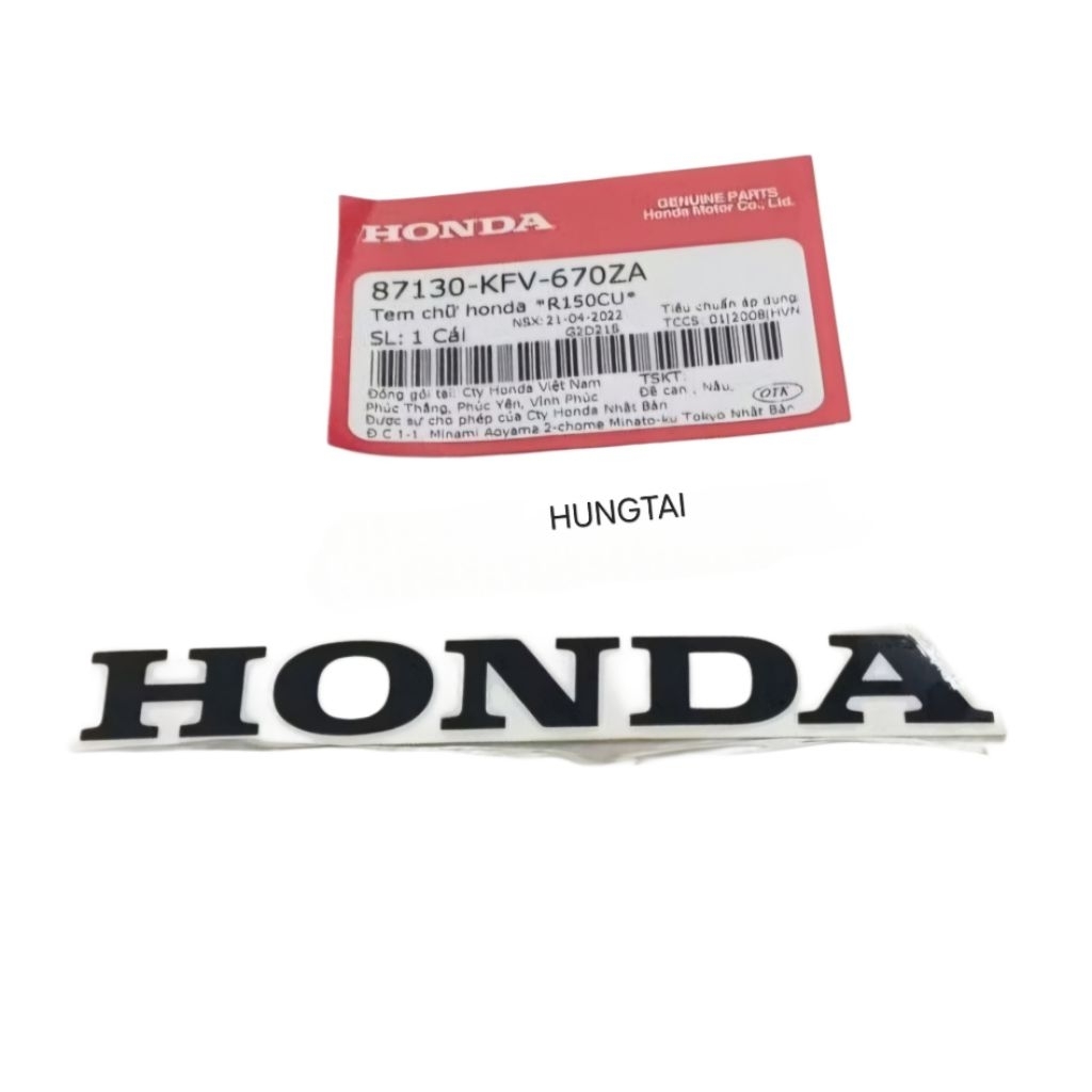 Tem chữ Honda dán nhựa bửng, yếm xe Super DREAM zin 87130-KFV-670ZA - Ảnh 2