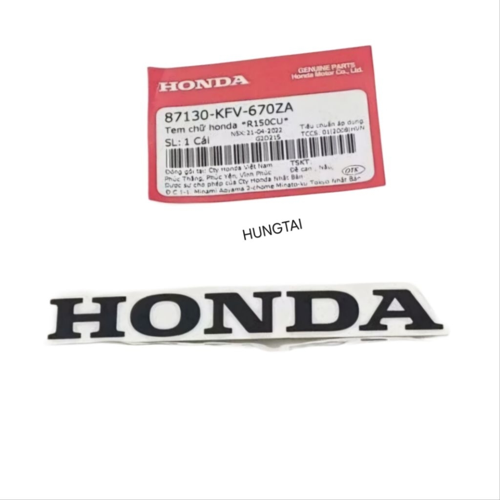 Tem chữ Honda dán nhựa bửng, yếm xe Super DREAM zin 87130-KFV-670ZA - Ảnh 3