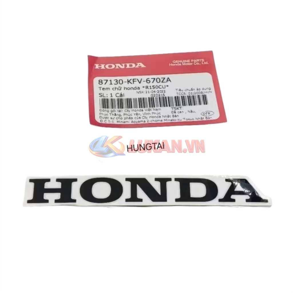 Tem chữ Honda dán nhựa bửng, yếm xe Super DREAM zin 87130-KFV-670ZA - Ảnh 4