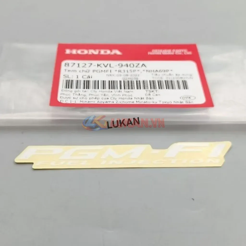 Tem chữ PGM - FI bửng yếm xe FUTURE NEO, X 125... zin 87127-KVL-940ZA - Ảnh 2