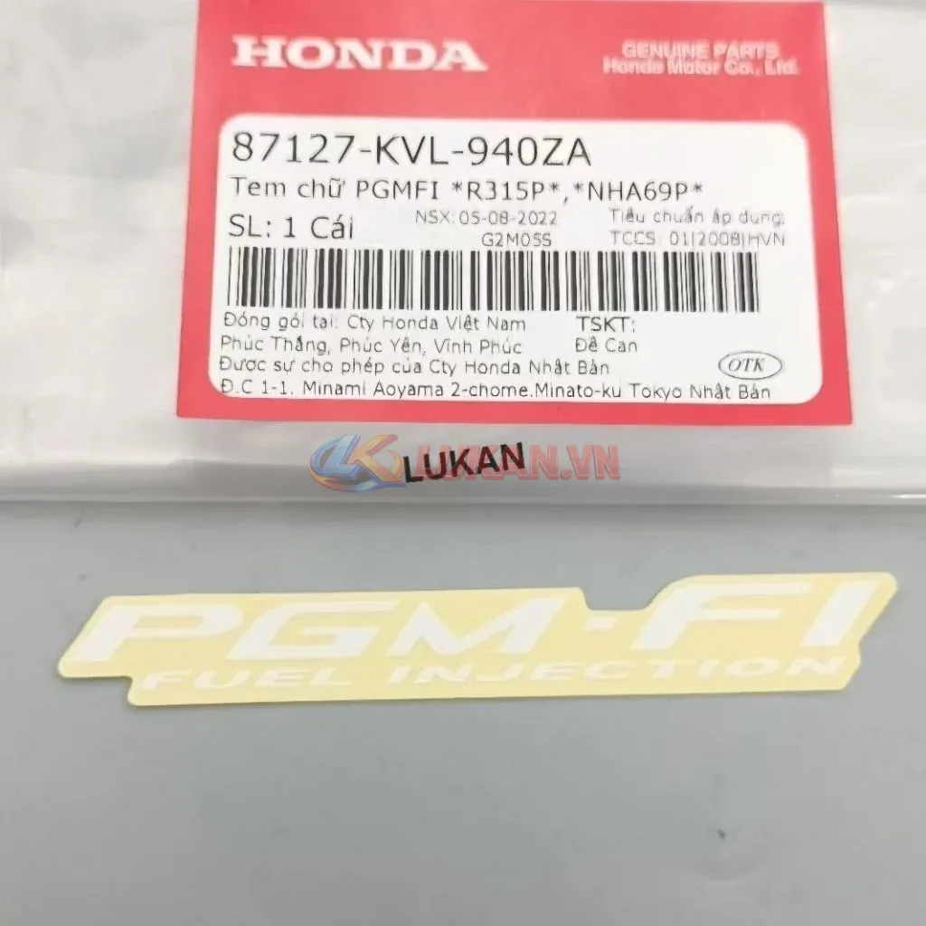 Tem chữ PGM - FI bửng yếm xe FUTURE NEO, X 125... zin 87127-KVL-940ZA - Ảnh 4
