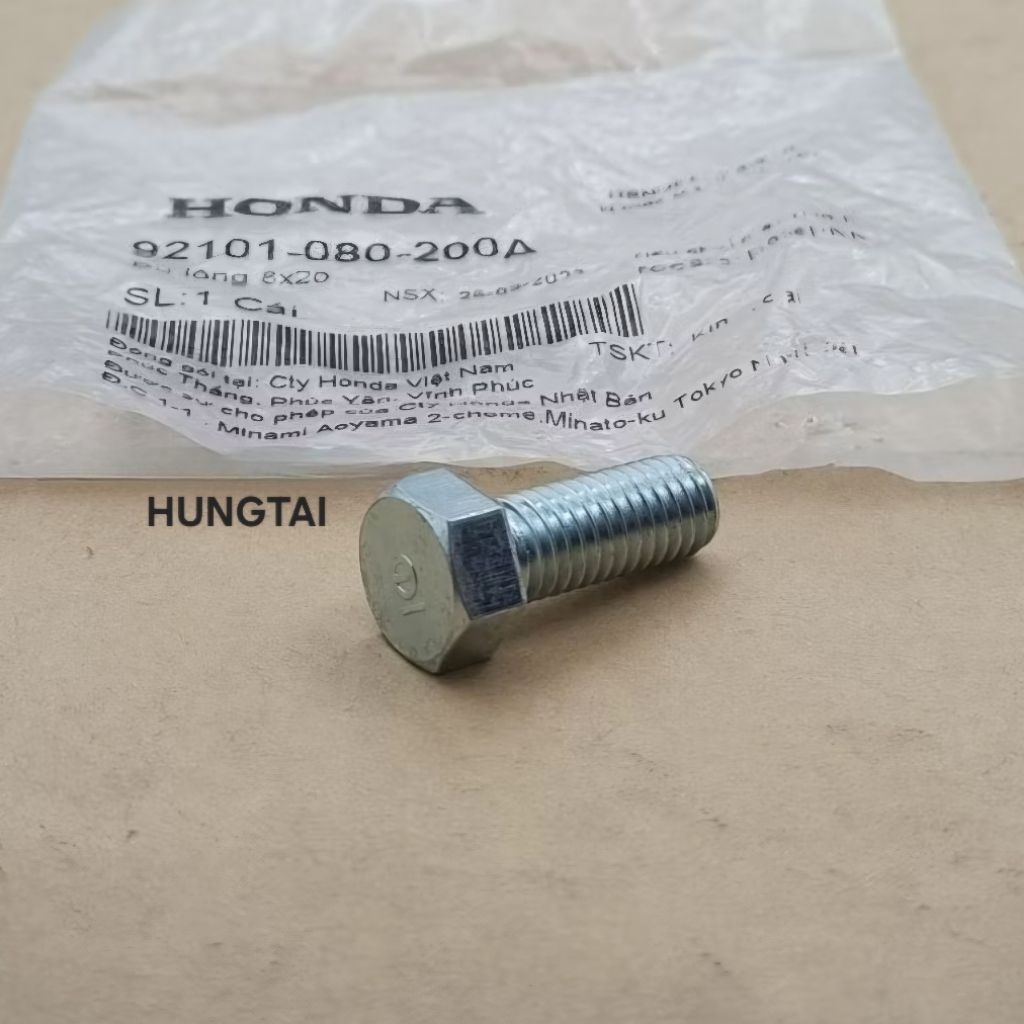 Ốc, bu lông 8x20 pass đùi gác chân WAVE Thái, ALPHA, ZX, FUTURE.... zin 92101-080-200A - Ảnh 4