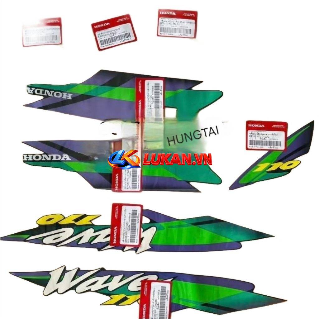 Bộ tem xe WAVE Thái 110 xanh nhớt zin chính hãng Honda - Ảnh 4