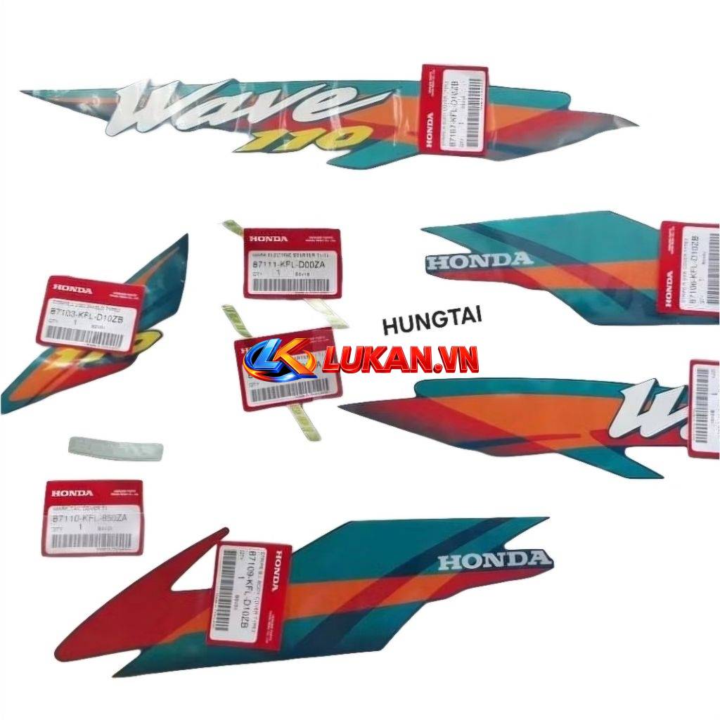 Bộ tem dán xe WAVE Thái 110 Xanh zin chính hãng honda
