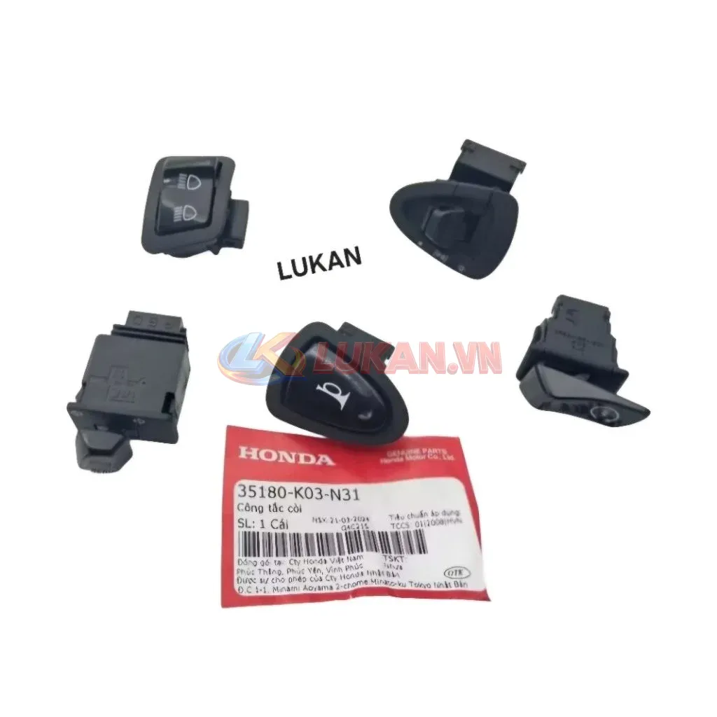 Bộ 5 nút bật, công tắc điện WAVE A, ALPHA 110, BLADE... zin Honda 35180-K03-N31 - Ảnh 2