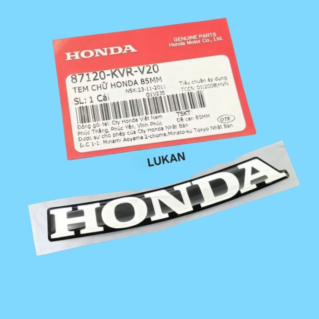 Tem Honda 85mm nhựa mặt nạ trước xe WAVE A, RS, S100, RSX... zin 87120-KVR-V20 - Ảnh 2