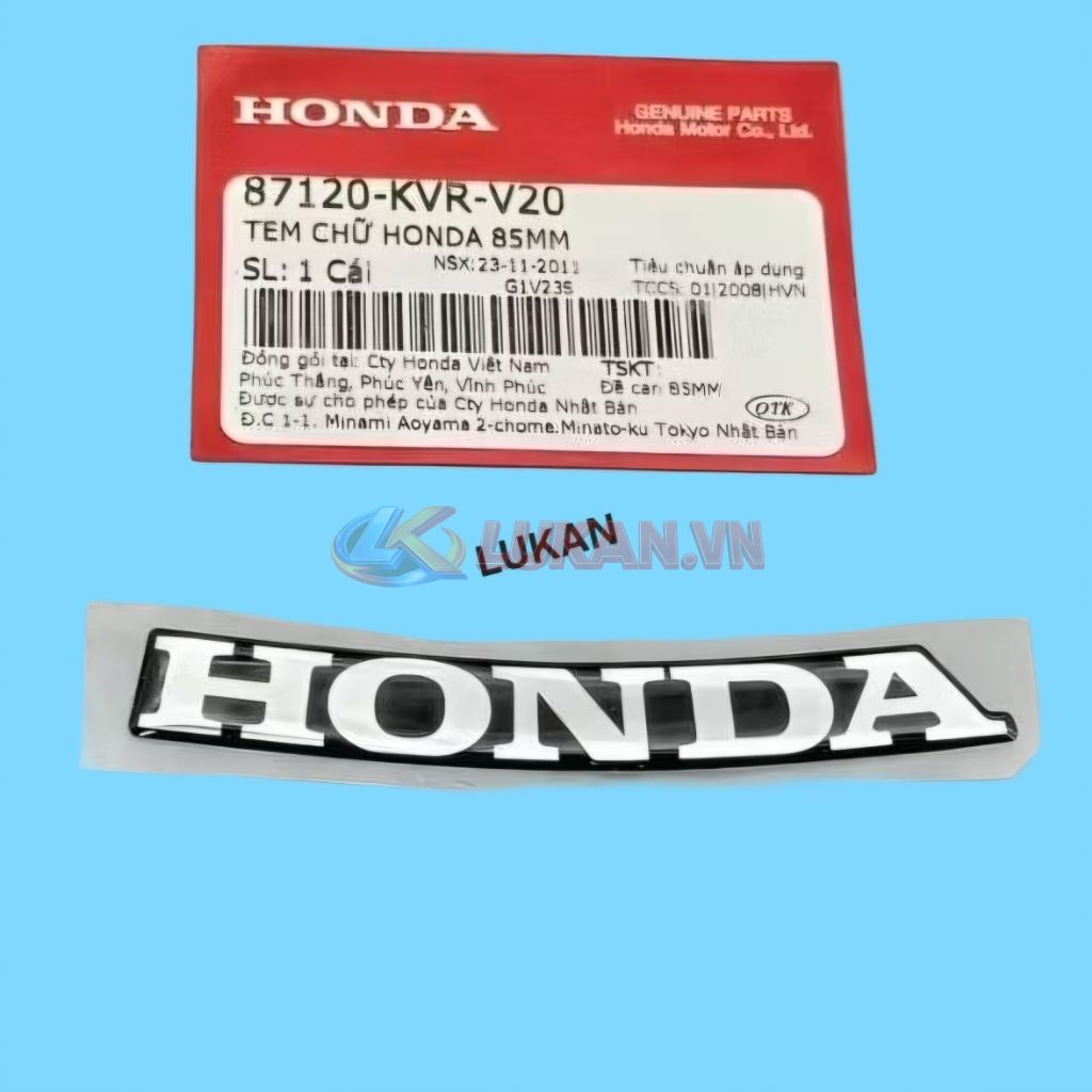 Tem Honda 85mm nhựa mặt nạ trước xe WAVE A, RS, S100, RSX... zin 87120-KVR-V20 - Ảnh 3