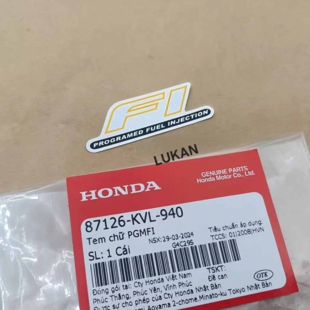 Tem chữ Fi xi bạc, mặt nạ xe FUTURE NEO, X 125 zin Honda 87126-KVL-940 - Ảnh 2