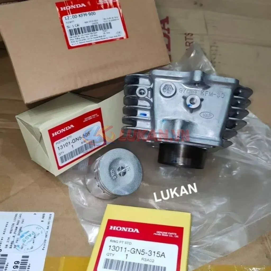 Bộ lòng hơi xi lanh Super DREAM, WAVE ALPHA, RS... luôn piston bạc zin 12100-KFM-900 - Ảnh 2