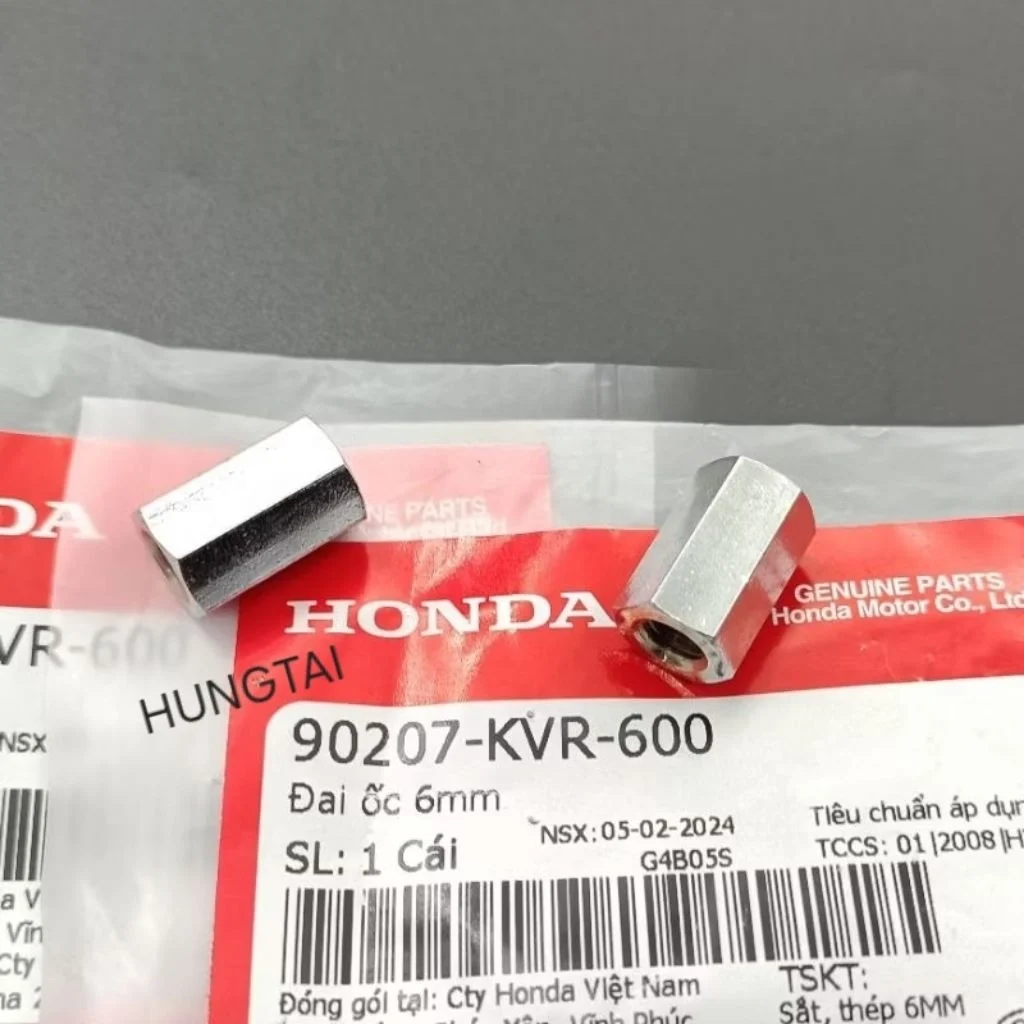 1 Ốc, tán cổ pô 6mm đầu bằng WAVE A, RS, S100, RSX... zin 90207-KVR-600 - Ảnh 3