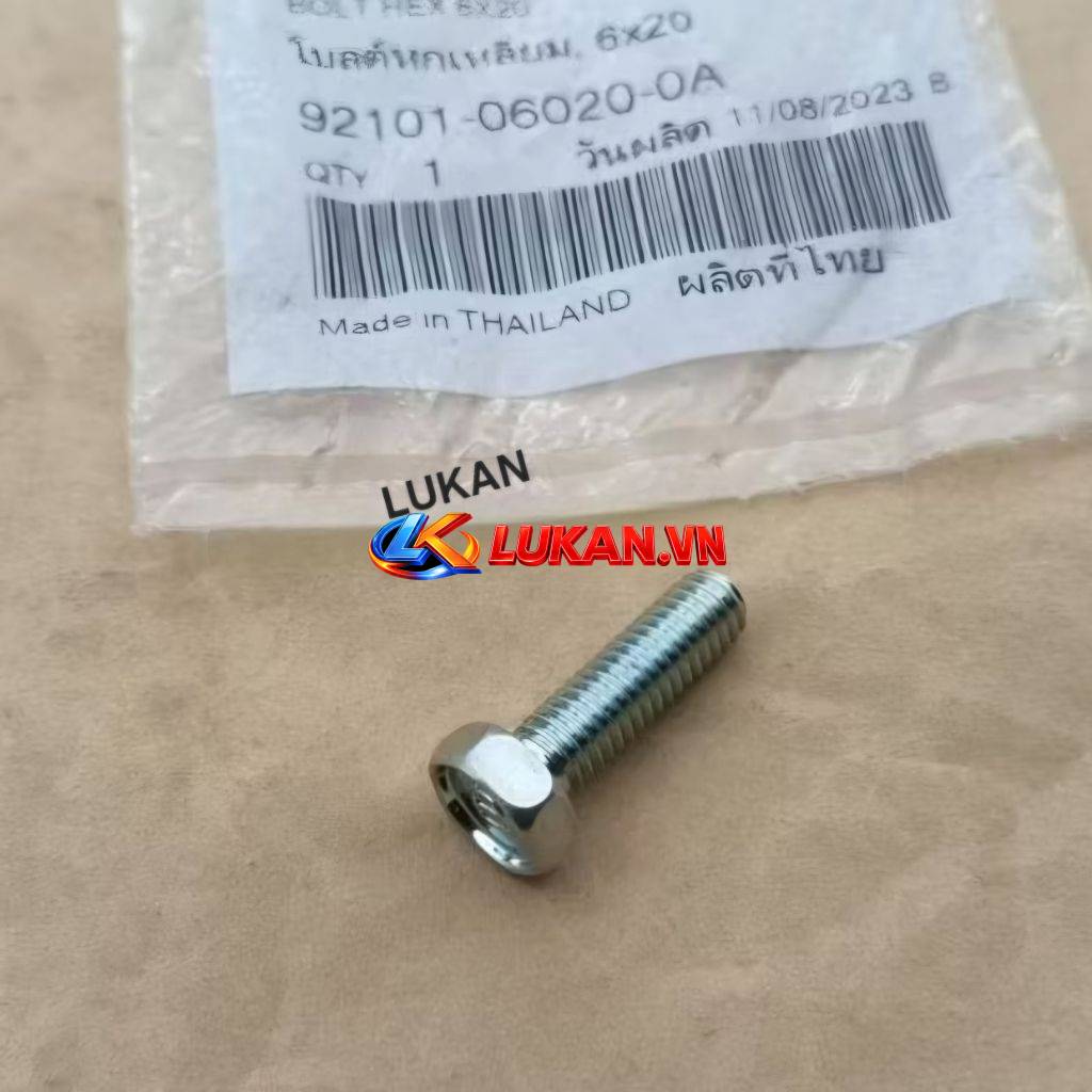 Ốc, bu lông 6x20 giò đạp khởi động DREAM, WAVE... zin Honda Thái 92101-06020-0A