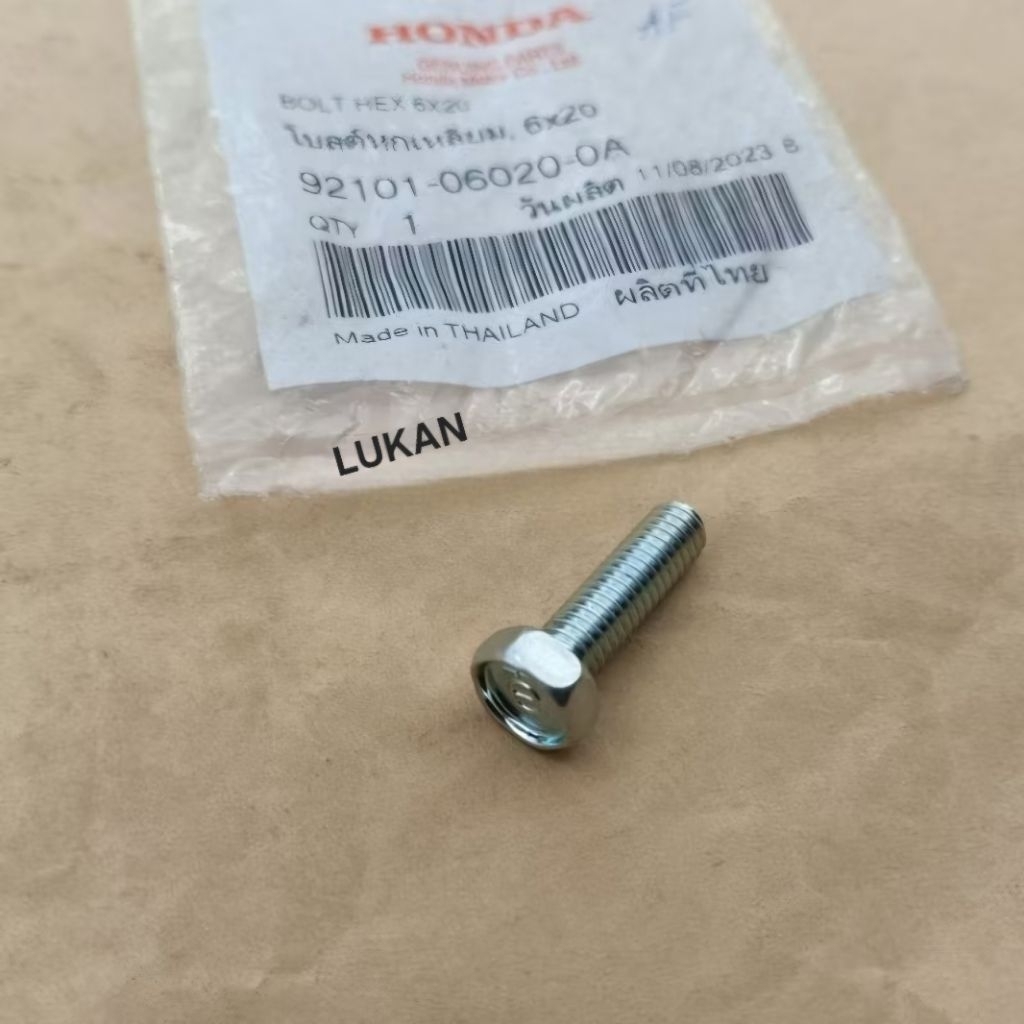Ốc, bu lông 6x20 giò đạp khởi động DREAM, WAVE... zin Honda Thái 92101-06020-0A - Ảnh 2