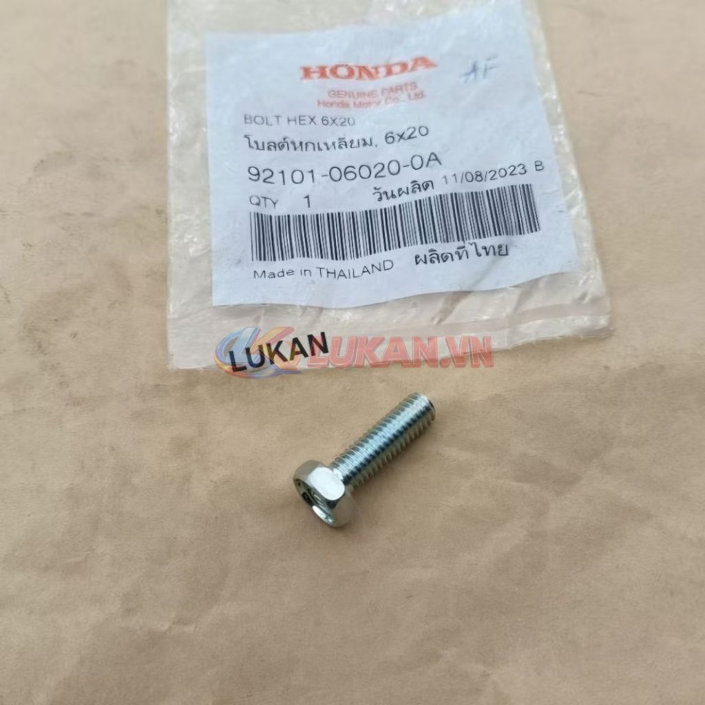 Ốc, bu lông 6x20 giò đạp khởi động DREAM, WAVE... zin Honda Thái 92101-06020-0A - Ảnh 4