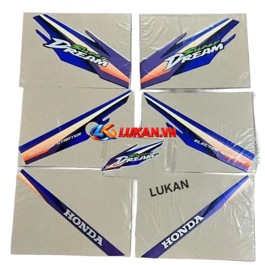Bộ tem xe Super DREAM Xanh tím đời đầu zin chính hãng