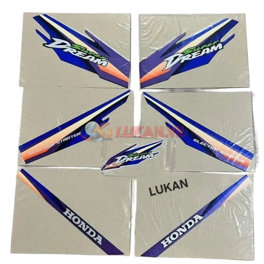 Bộ tem xe Super DREAM Xanh tím đời đầu zin chính hãng - Ảnh 2