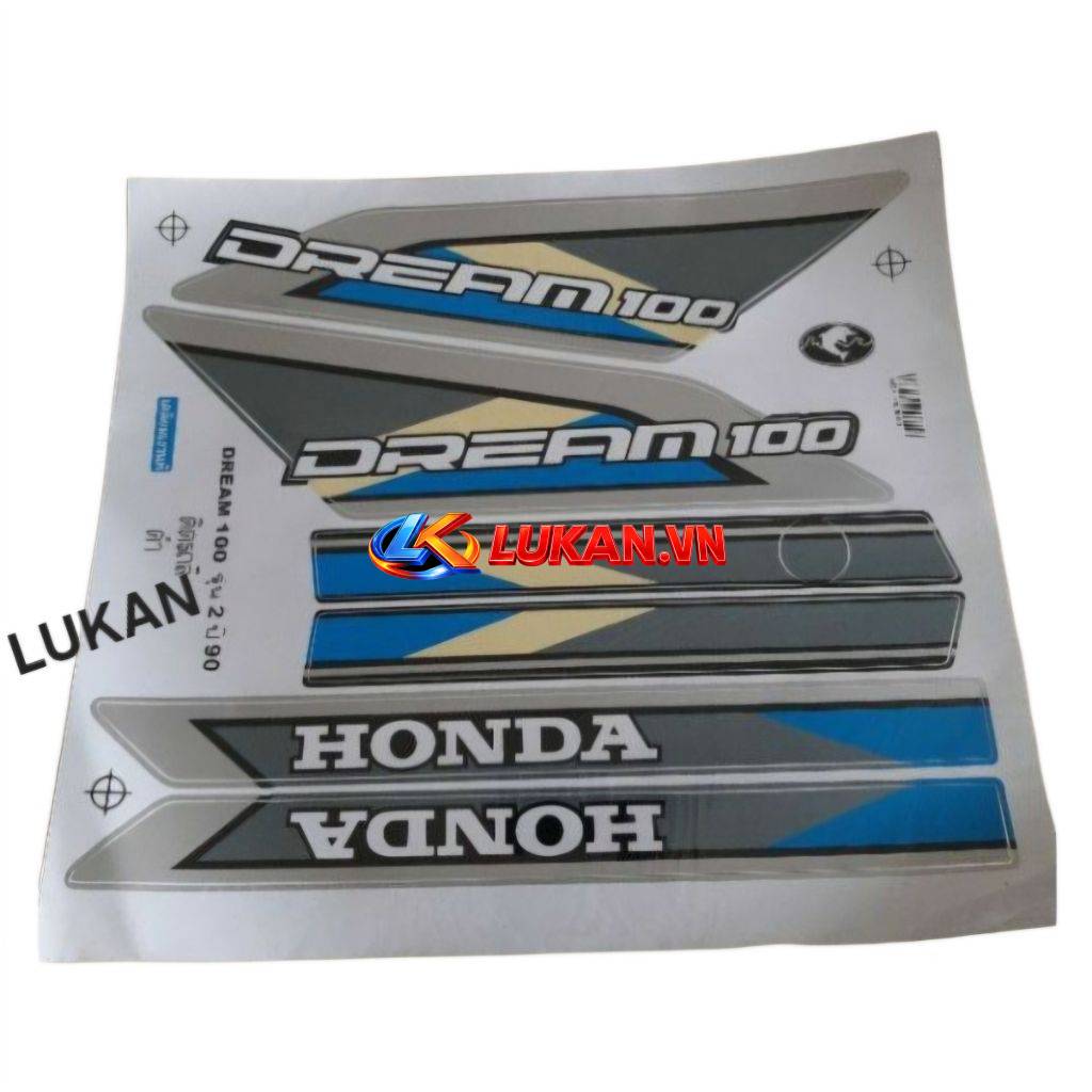 Bộ tem xanh chữ lớn xe DREAM Thái 100 nhập Thái