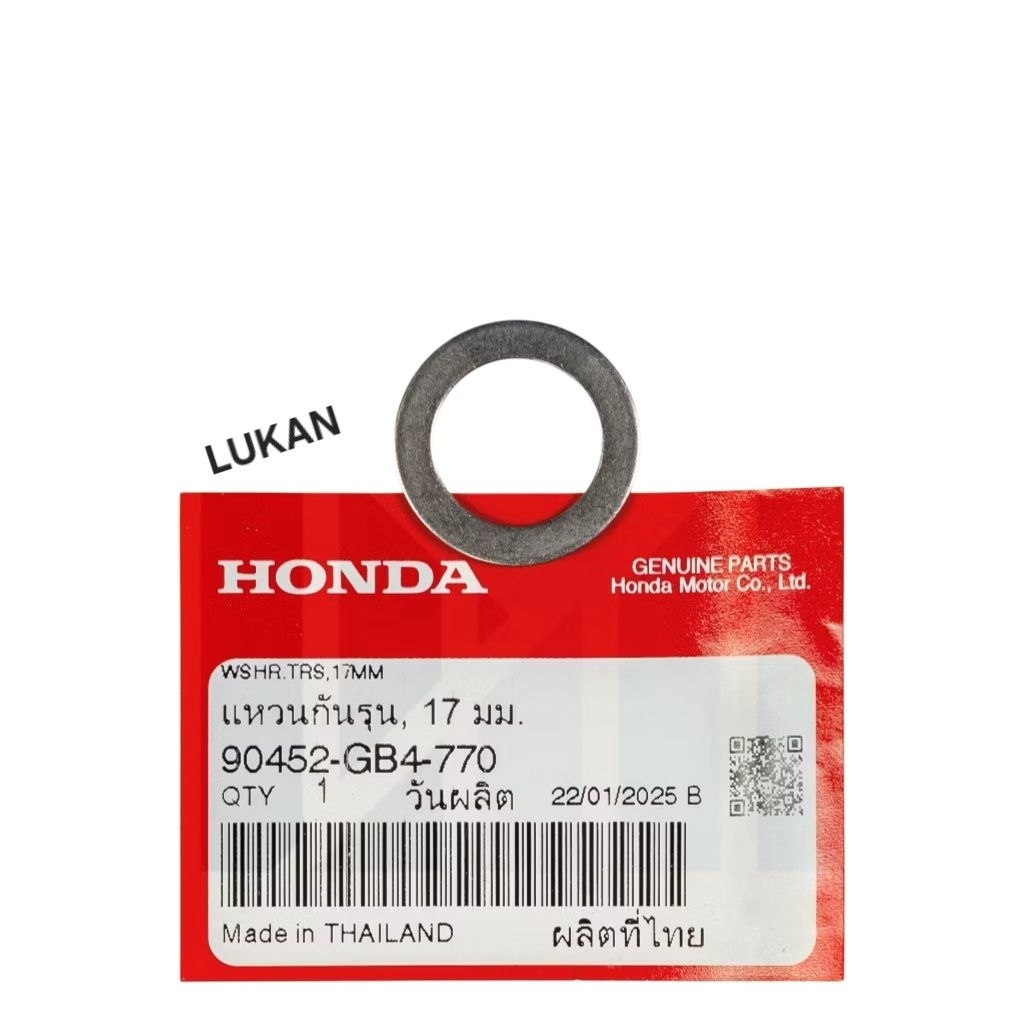 Đệm phẳng, lông đền 17mm cốt số, nhông tải DREAM, WAVE, FUTURE 1... zin 90452-GB4-770 - Ảnh 6