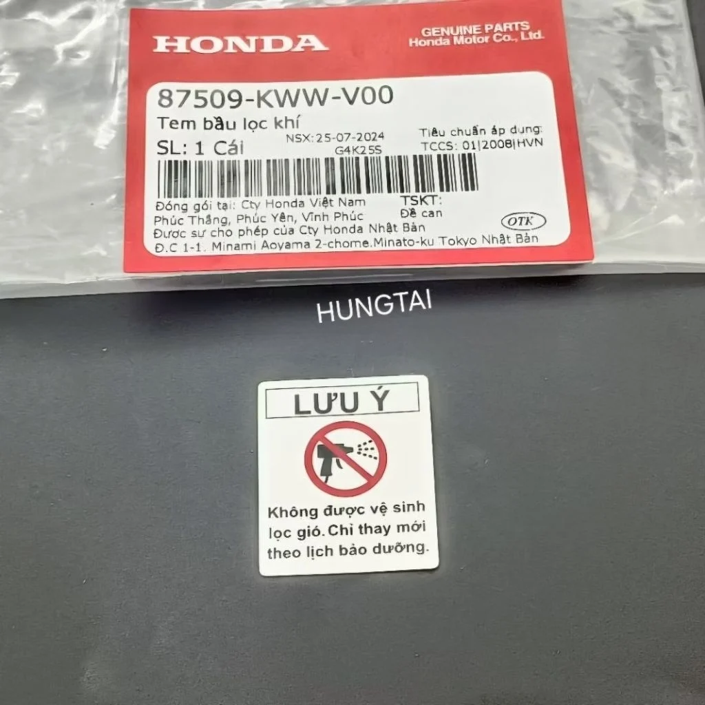 Tem thông số hộp pô e, lọc gió bao tử WAVE, FUTURE.... zin 87509-KWW-V00 - Ảnh 3