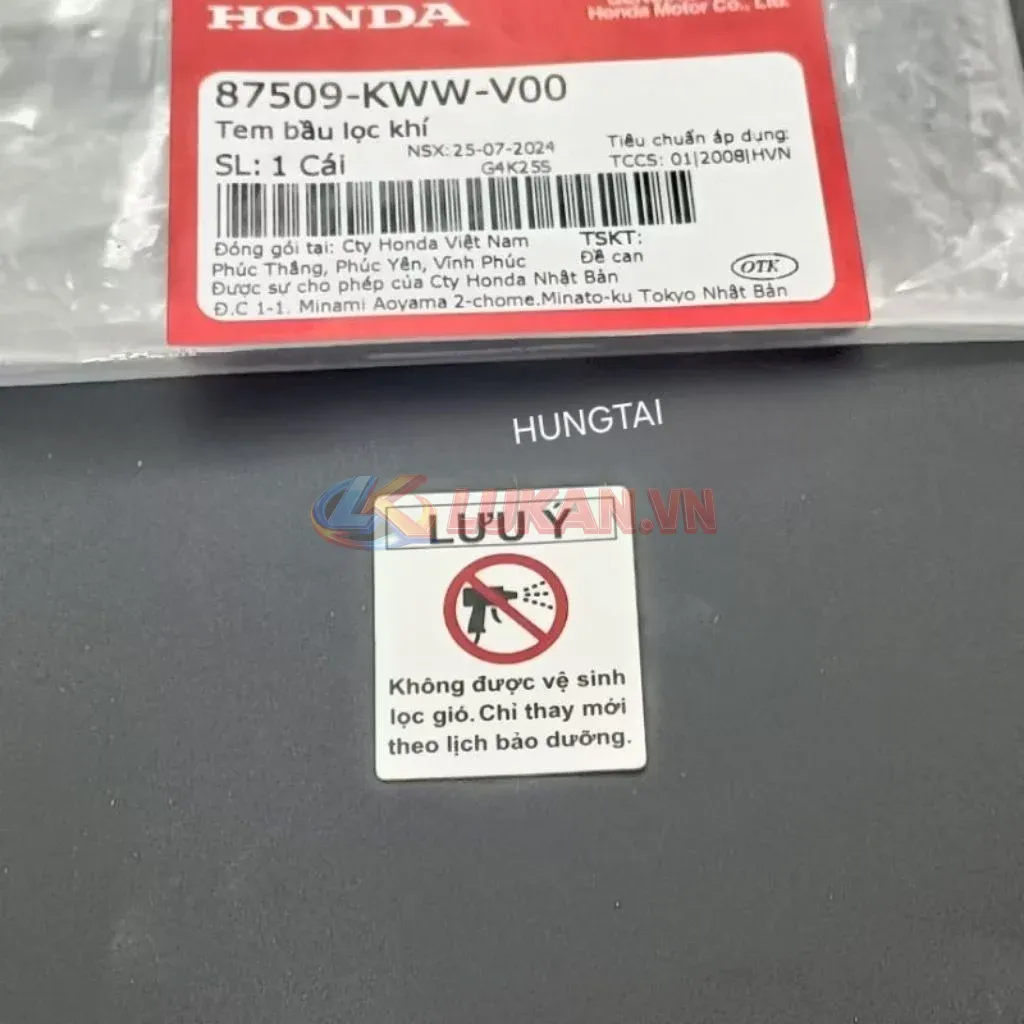 Tem thông số hộp pô e, lọc gió bao tử WAVE, FUTURE.... zin 87509-KWW-V00 - Ảnh 4