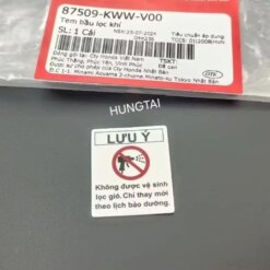 Tem thông số hộp pô e, lọc gió bao tử WAVE, FUTURE.... zin 87509-KWW-V00