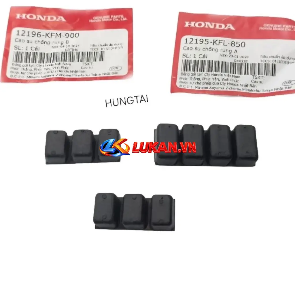 Bộ 3 cao su chống rung lòng, hơi xi lanh DREAM, WAVE... zin 12196-KFM-900, 12195-KFL-850