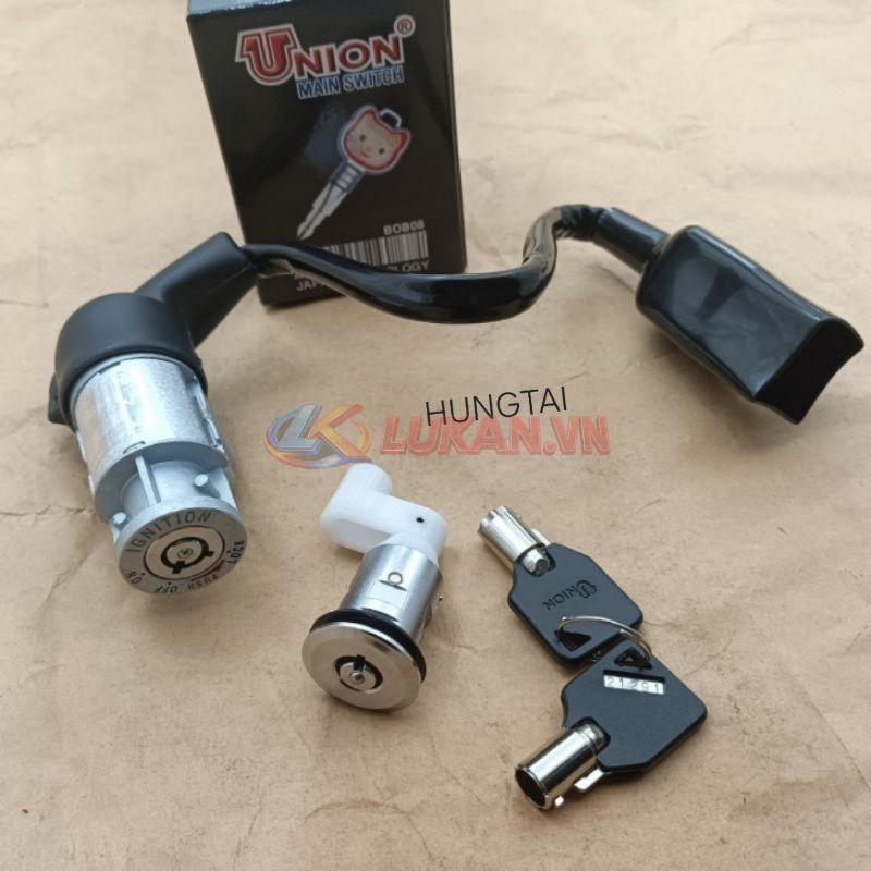 Bộ ổ khóa, công tắc chìa tròn union WAVE Thái, ALPHA, ZX... chống trộm - Ảnh 2