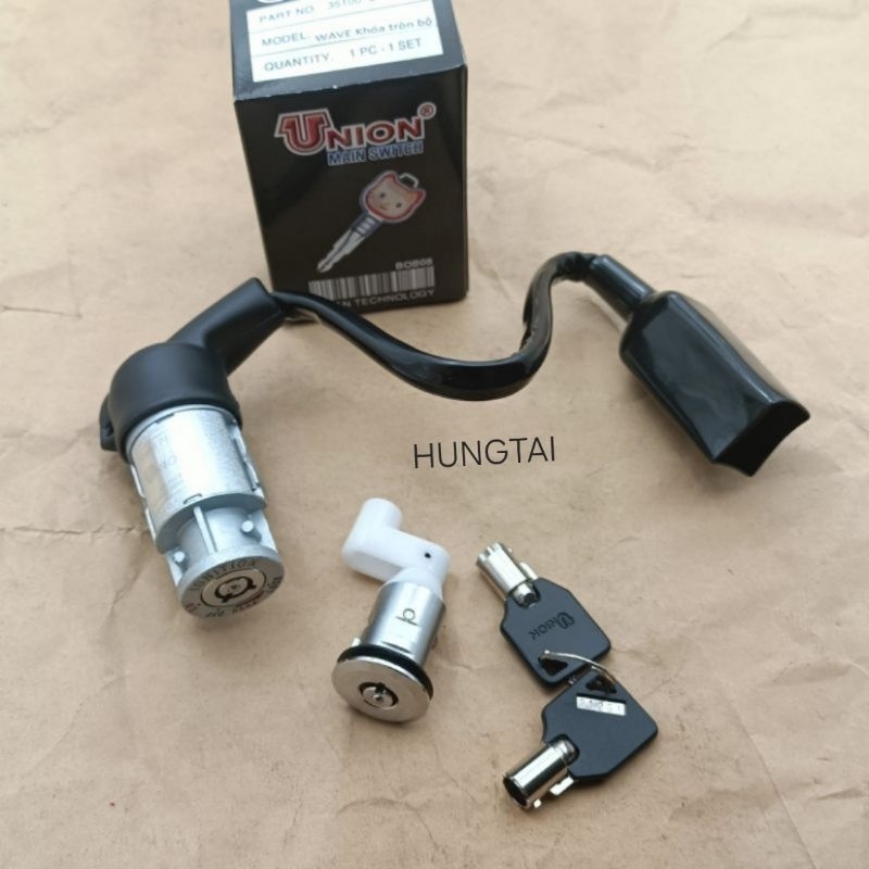 Bộ ổ khóa, công tắc chìa tròn union WAVE Thái, ALPHA, ZX... chống trộm - Ảnh 3